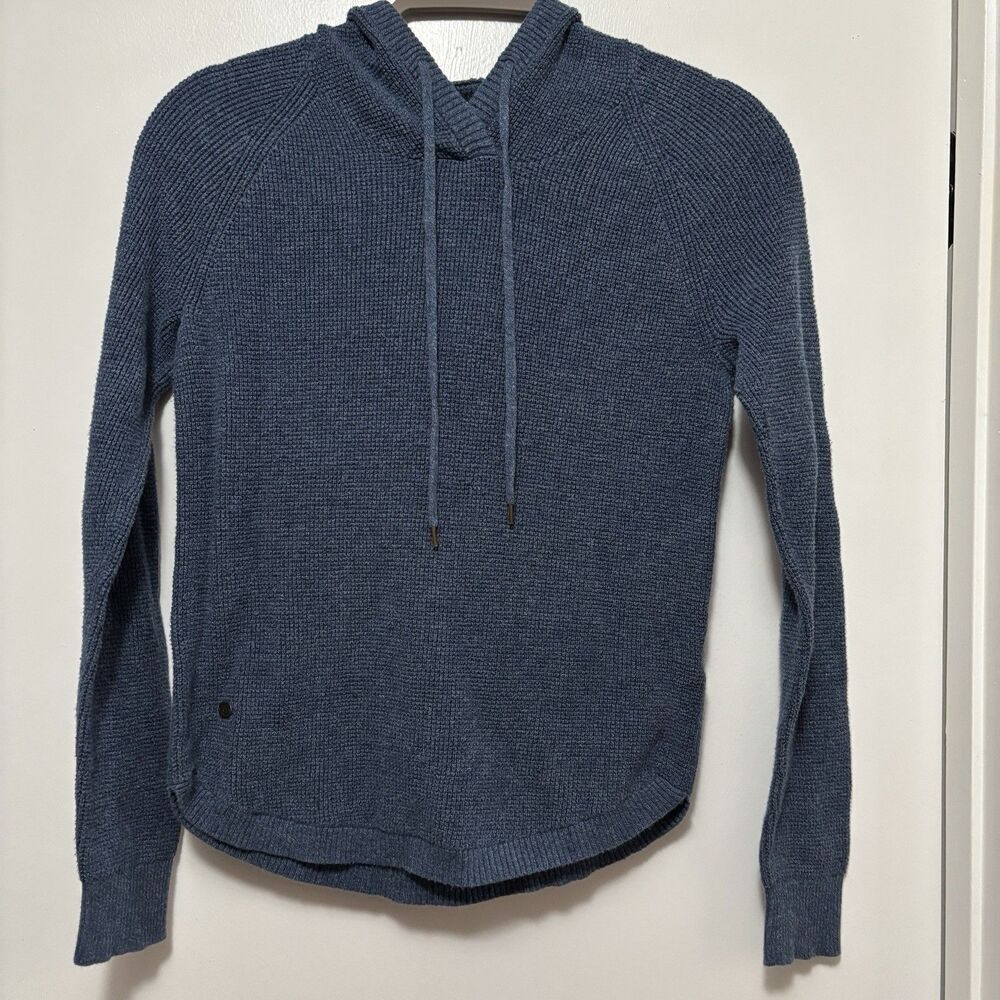 Lauren Ralph Lauren Size S Waffle Knit Cotton Women's Blue Pullover W/hood